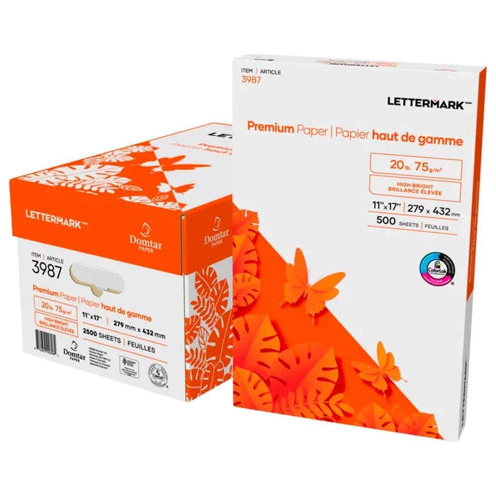 Domtar® Lettermark™ Premium Copy Paper White 20 lb. Smooth 8.5x11 in. 5000 Sheet Cartons